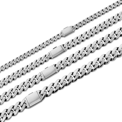 Cancun Cuban Link Chain Necklace Sleek Clasp - 925 Sterling Silver - 18"-28" - 6mm-12mm
