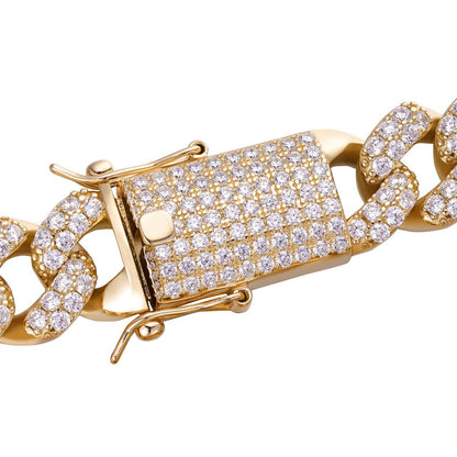 Classic Miami Cuban Link Chain Necklace Iced Out CZ Stones - 14k Gold Vermeil 925 Silver - 6mm-18mm - 16-30"