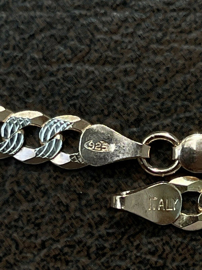 Flat Curb Cuban Chain Necklace - Two Tone Diamond Cut 14k Rose Gold Vermeil 925 Sterling Silver - 16"-30" - 3mm-10.5mm