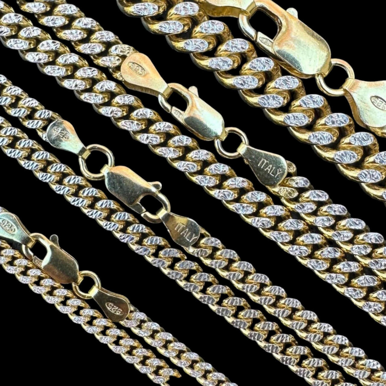 Diamond Cut Miami Cuban Link Chain Necklace Or Bracelet - 14k Gold Vermeil 925 Sterling Silver - 7"-30" - 3mm-7mm