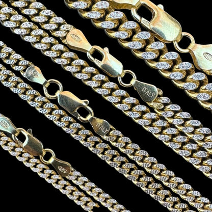 Diamond Cut Miami Cuban Link Chain Necklace Or Bracelet - 14k Gold Vermeil 925 Sterling Silver - 7"-30" - 3mm-7mm