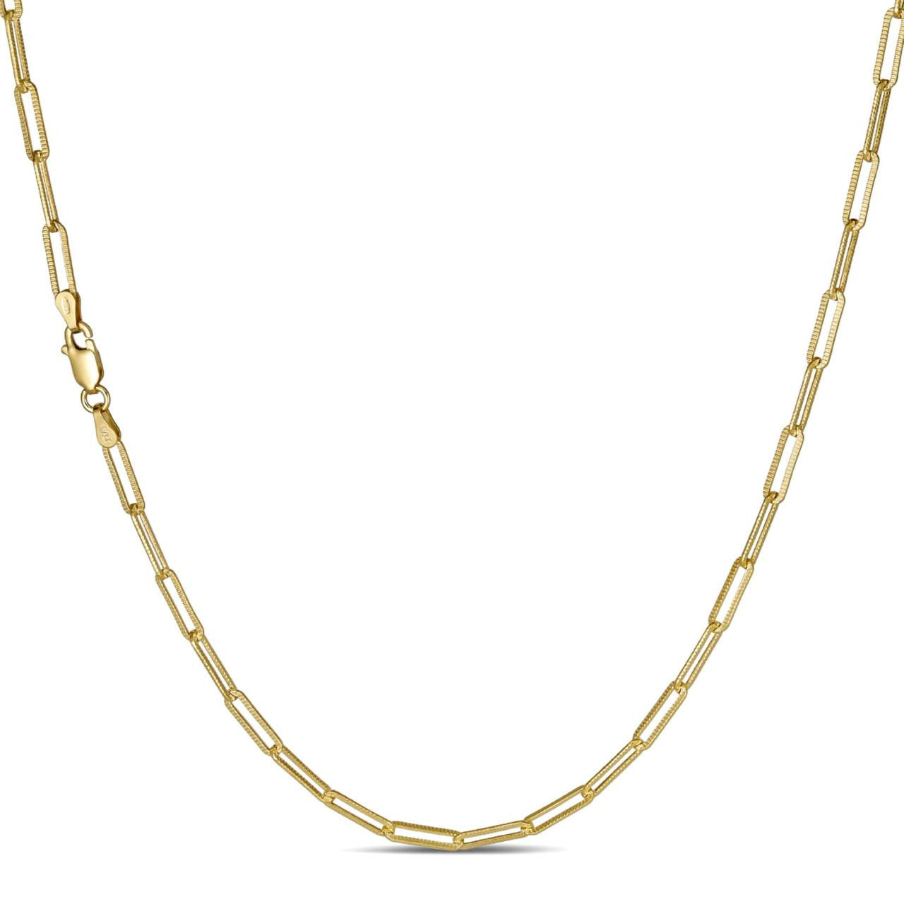 Diamond Cut Paperclip Chain Necklace - 14k Gold Vermeil 925 Sterling Silver - 14"-30" - 3.5mm