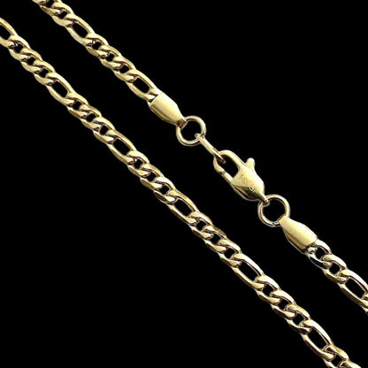 Figaro Chain Necklace - 14k Yellow Gold Plated Stainless Steel - 18"-30" - 5mm