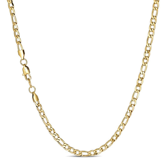 Figaro Chain Necklace - 14k Yellow Gold Plated Stainless Steel - 18"-30" - 5mm