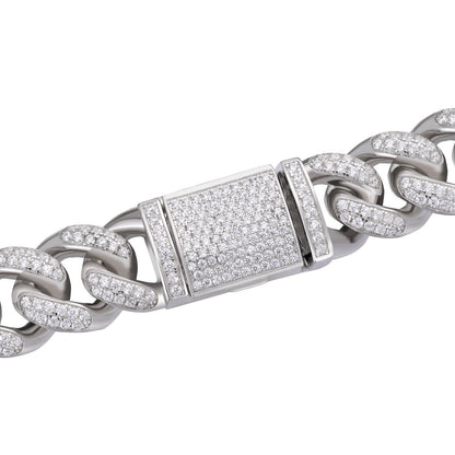 Figarucci Figaro Mariner Cross Link Chain Necklace Iced Out CZ Stones - 925 Silver - 12mm - 18"-30"