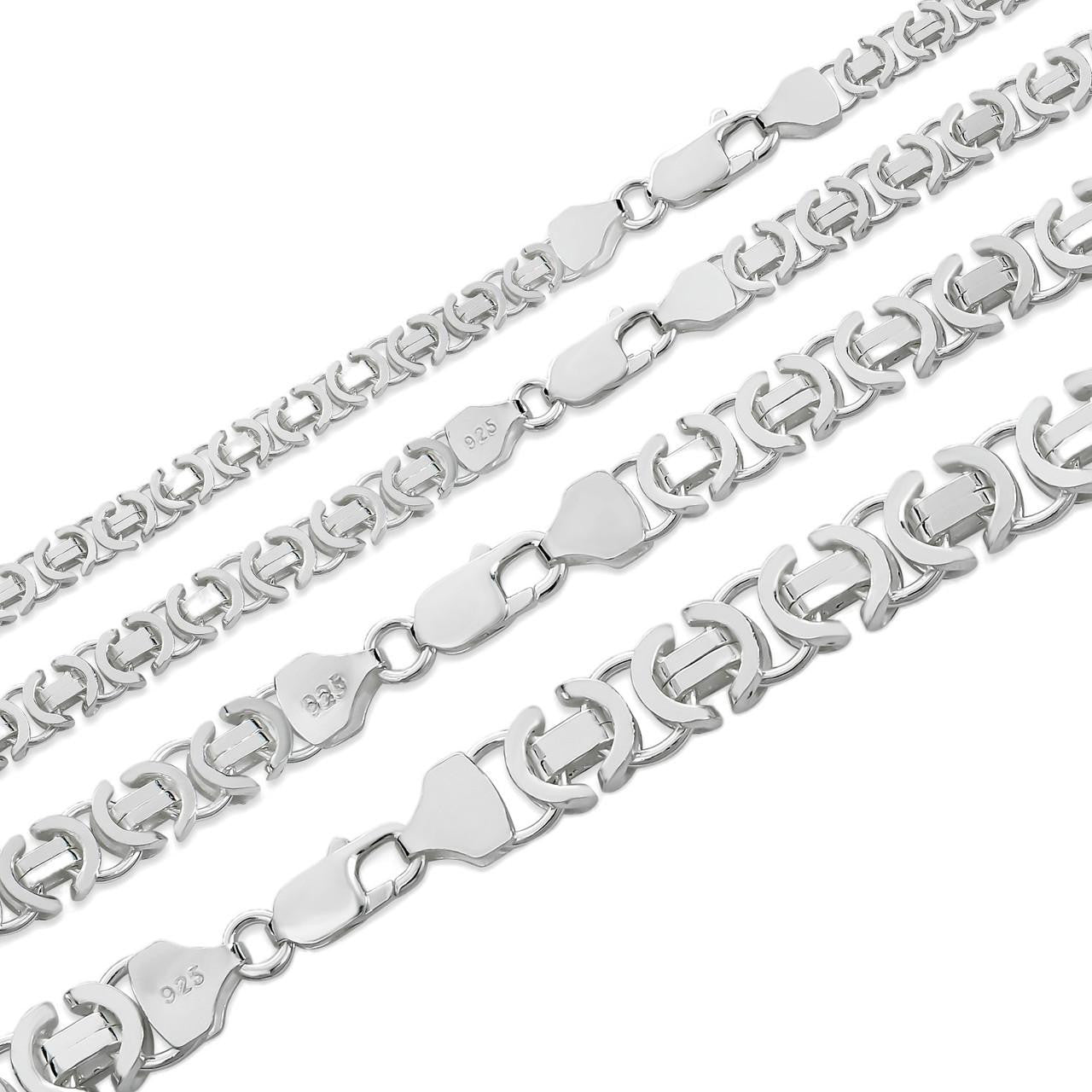 Flat Byzantine Link Chain Necklace Or Bracelet - 925 Sterling Silver - 7"-30" - 5mm-10mm