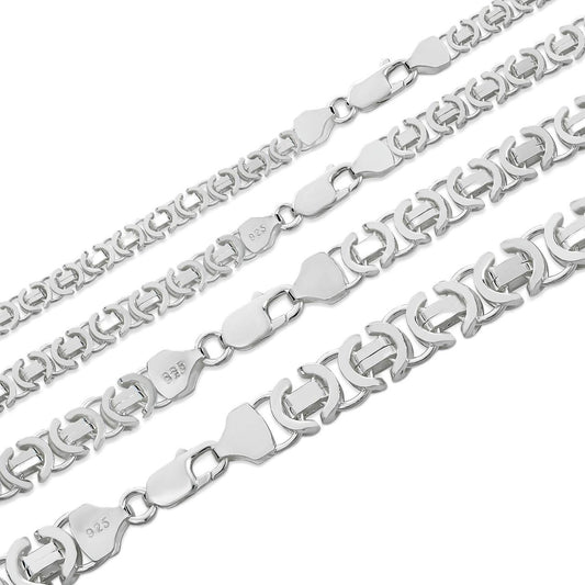 Flat Curb Cuban Chain Necklace - 925 Sterling Silver - 16"-30" - 3mm-10.5mm