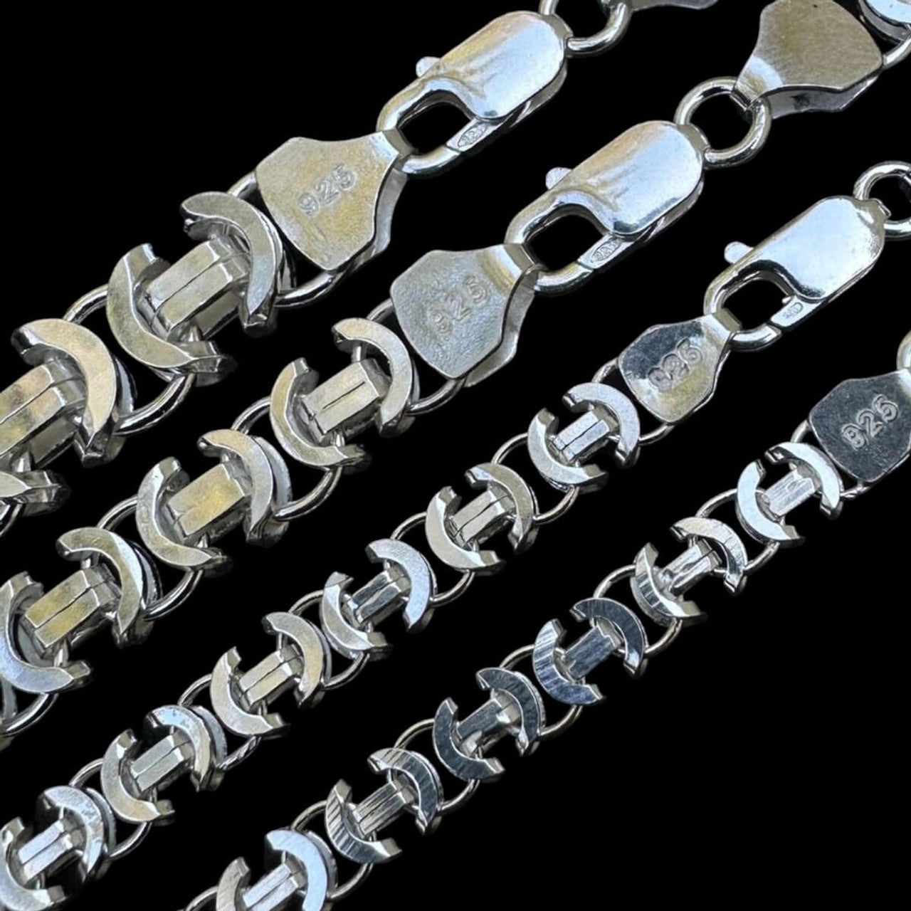 Flat Byzantine Link Chain Necklace Or Bracelet - 925 Sterling Silver - 7"-30" - 5mm-10mm
