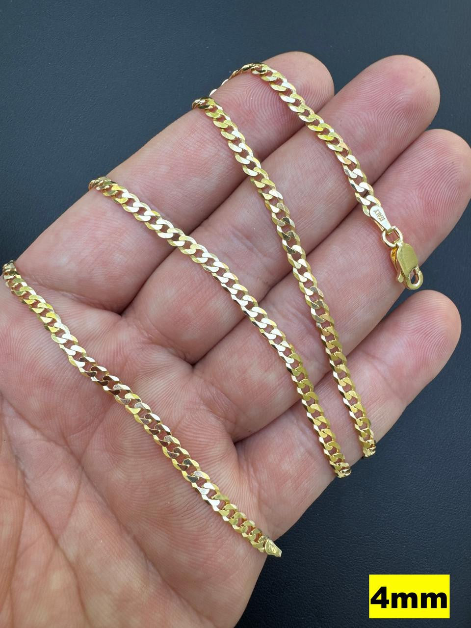 Flat Curb Cuban Chain Necklace - 14k Gold Vermeil 925 Sterling Silver - 16"-30" - 3mm-10.5mm