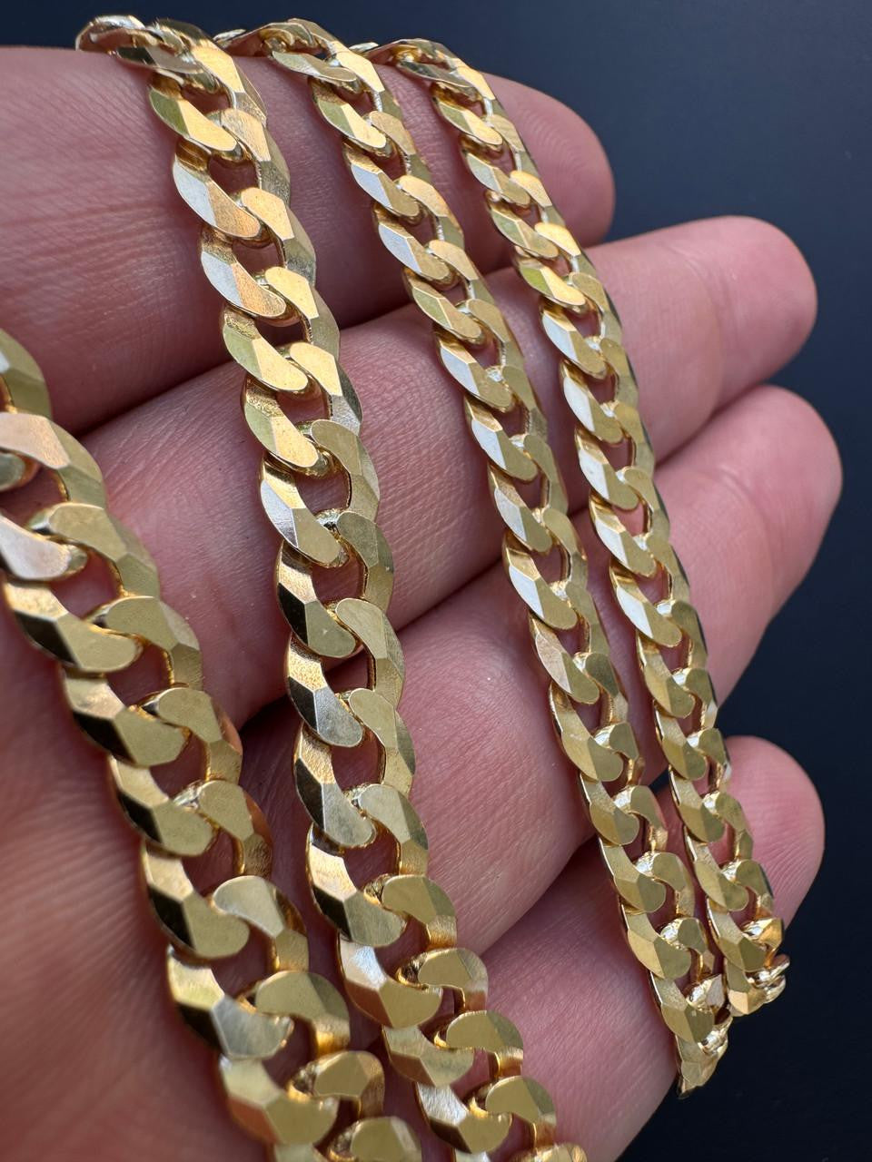 Flat Curb Cuban Chain Necklace - 14k Gold Vermeil 925 Sterling Silver - 16"-30" - 3mm-10.5mm