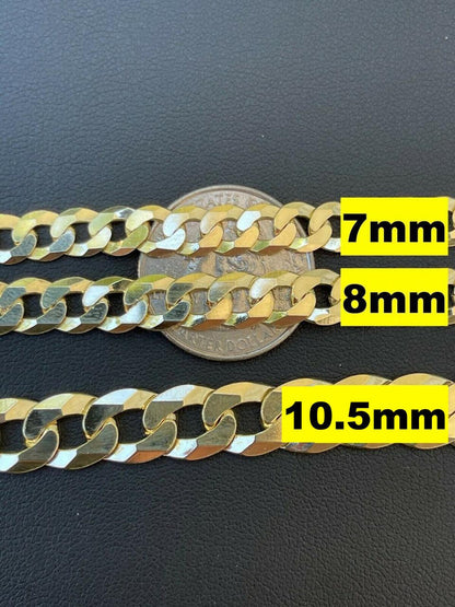 Flat Curb Cuban Chain Necklace - 14k Gold Vermeil 925 Sterling Silver - 16"-30" - 3mm-10.5mm