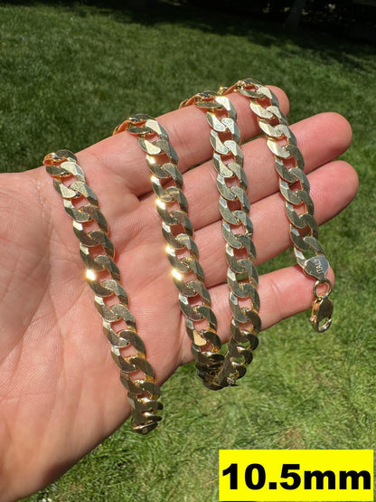 Flat Curb Cuban Chain Necklace - 14k Gold Vermeil 925 Sterling Silver - 16"-30" - 3mm-10.5mm