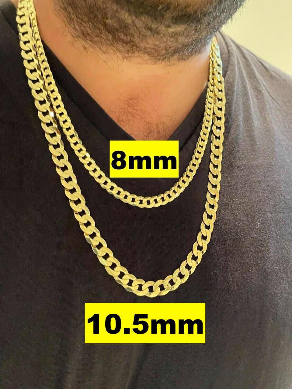 Flat Curb Cuban Chain Necklace - 14k Gold Vermeil 925 Sterling Silver - 16"-30" - 3mm-10.5mm