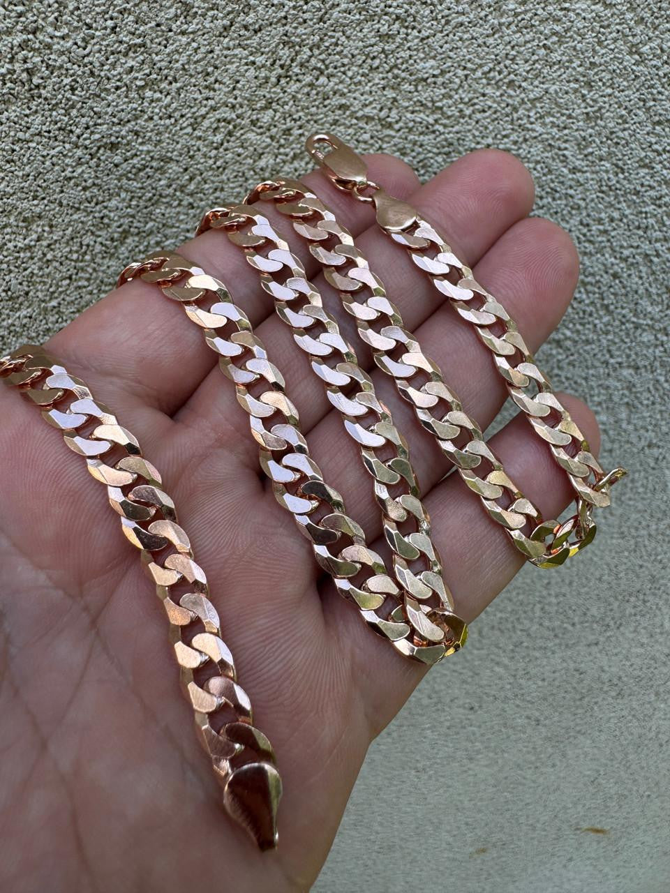 Flat Curb Cuban Chain Necklace - 14k Rose Gold Vermeil 925 Sterling Silver - 16"-30" - 3mm-8mm