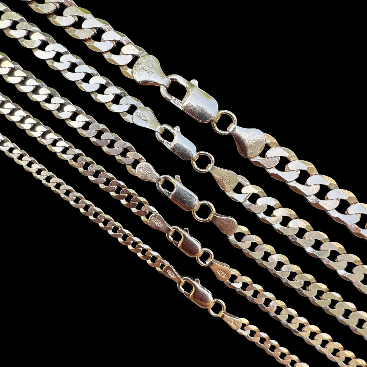 Flat Curb Cuban Chain Necklace - 14k Rose Gold Vermeil 925 Sterling Silver - 16"-30" - 3mm-8mm