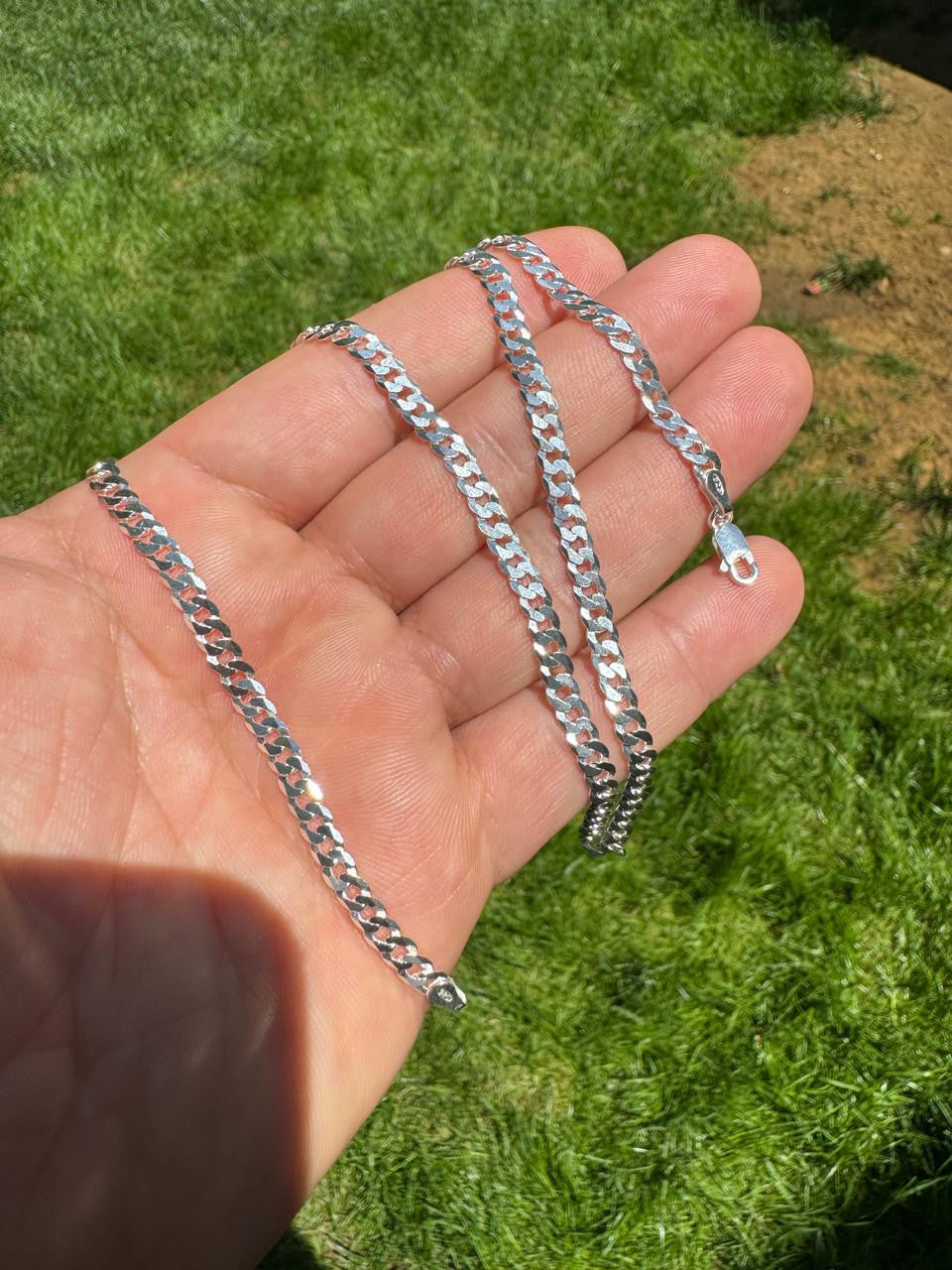 Flat Curb Cuban Chain Necklace - 925 Sterling Silver - 16"-30" - 3mm-10.5mm