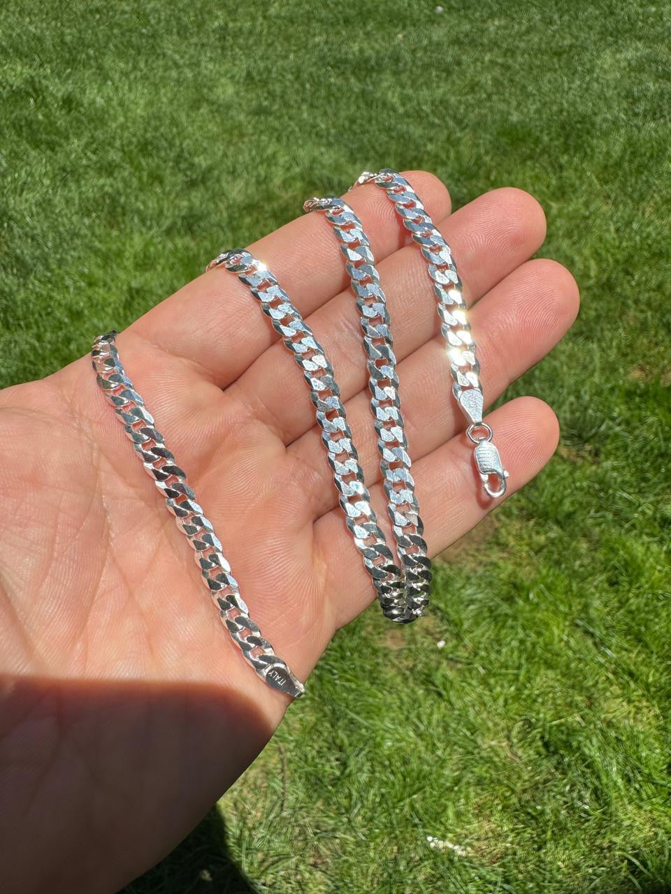 Flat Curb Cuban Chain Necklace - 925 Sterling Silver - 16"-30" - 3mm-10.5mm