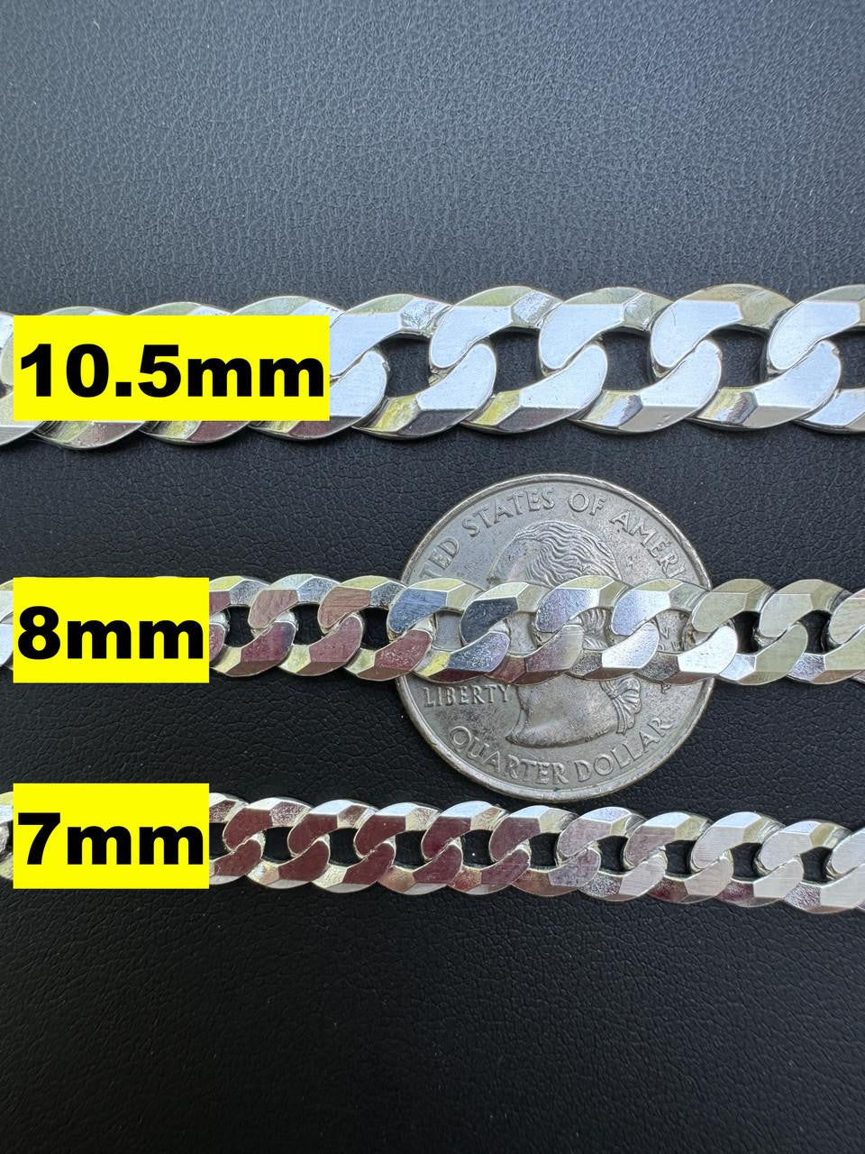 Flat Curb Cuban Chain Necklace - 925 Sterling Silver - 16"-30" - 3mm-10.5mm
