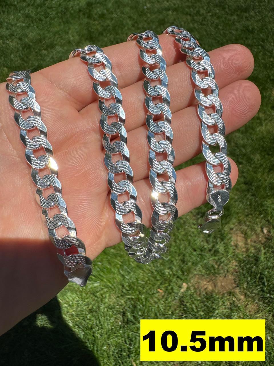 Flat Curb Cuban Chain Necklace - Diamond Cut 925 Sterling Silver - 16"-30" - 3mm-10.5mm