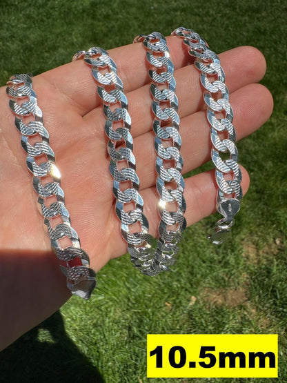 Flat Curb Cuban Chain Necklace - Diamond Cut 925 Sterling Silver - 16"-30" - 3mm-10.5mm