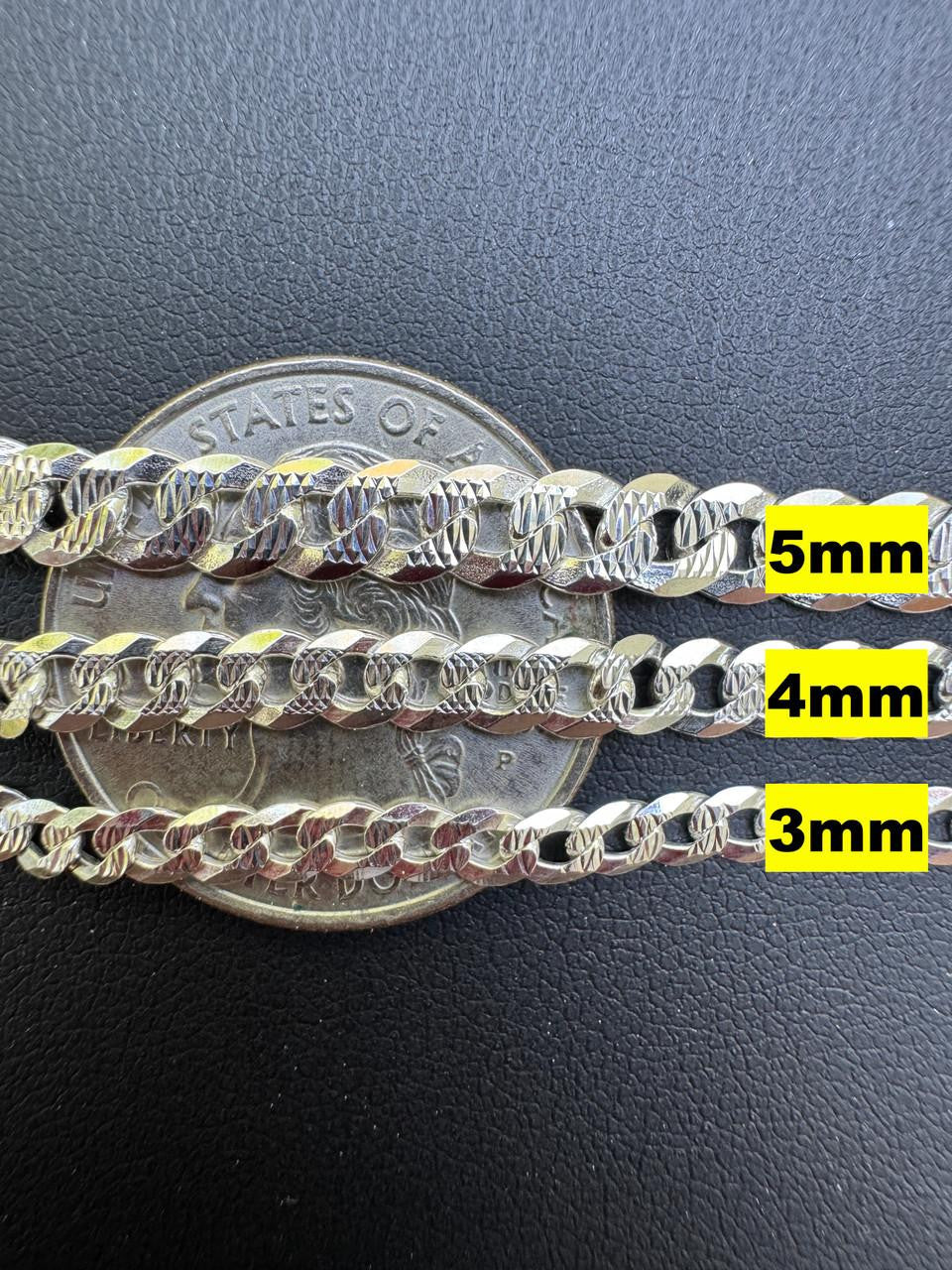 Flat Curb Cuban Chain Necklace - Diamond Cut 925 Sterling Silver - 16"-30" - 3mm-10.5mm