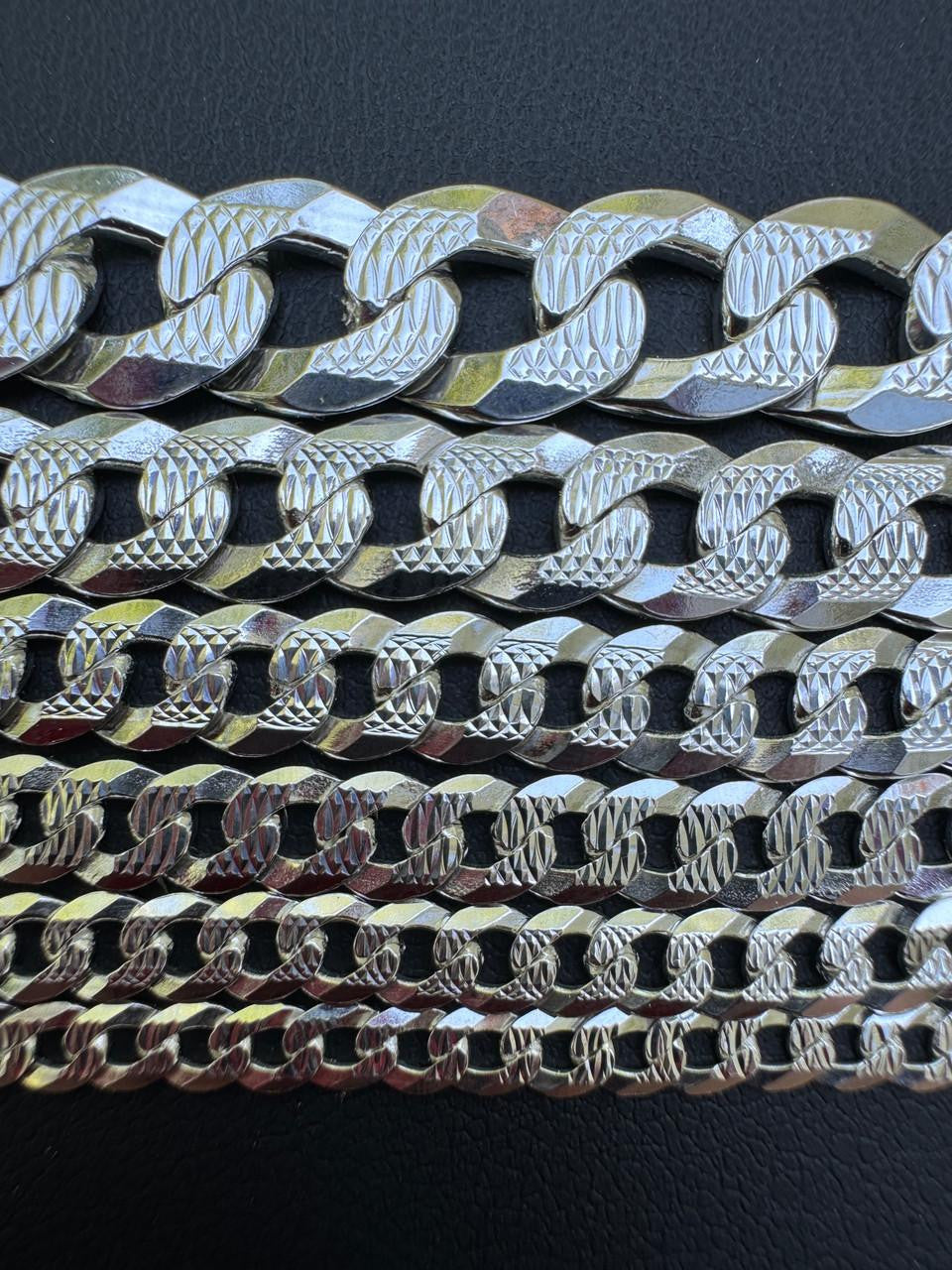 Flat Curb Cuban Chain Necklace - Diamond Cut 925 Sterling Silver - 16"-30" - 3mm-10.5mm