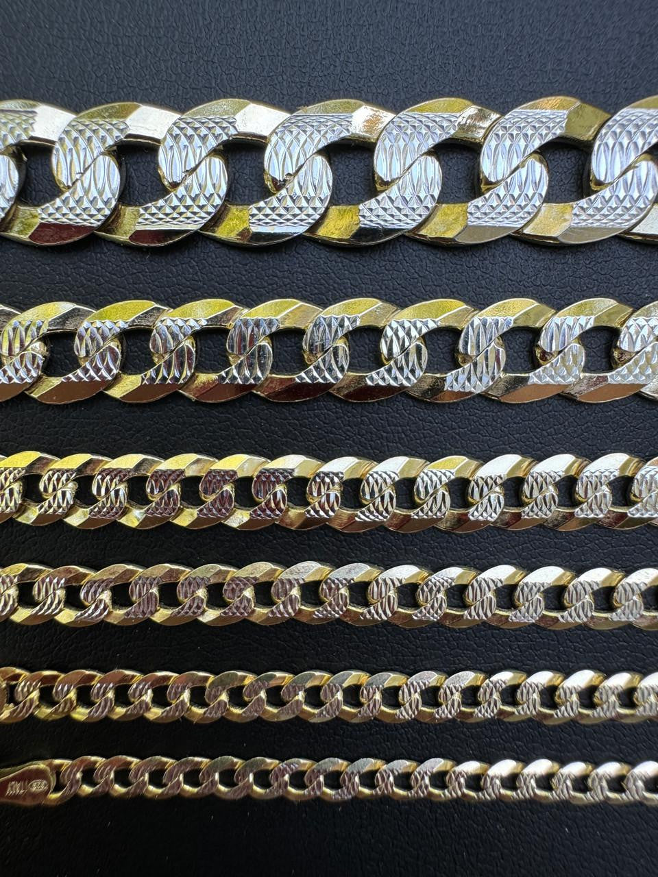 Flat Curb Cuban Chain Necklace - Two Tone Diamond Cut 14k Rose Gold Vermeil 925 Sterling Silver - 16"-30" - 3mm-10.5mm