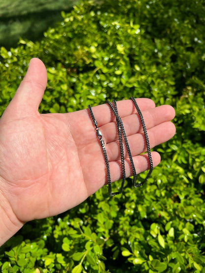 Franco Chain Necklace - Black Rhodium Over 925 Sterling Silver - 16"-30" - 2.5mm