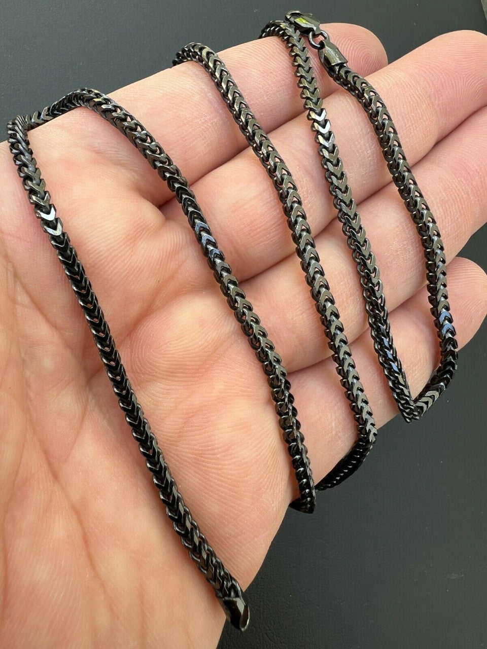 Franco Chain Necklace - Black Rhodium Over 925 Sterling Silver - 16"-30" - 2.5mm