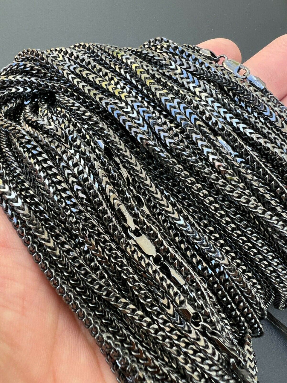 Franco Chain Necklace - Black Rhodium Over 925 Sterling Silver - 16"-30" - 2.5mm