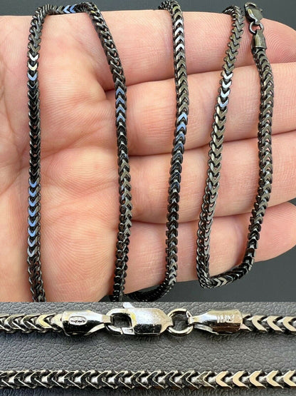 Franco Chain Necklace - Black Rhodium Over 925 Sterling Silver - 16"-30" - 2.5mm