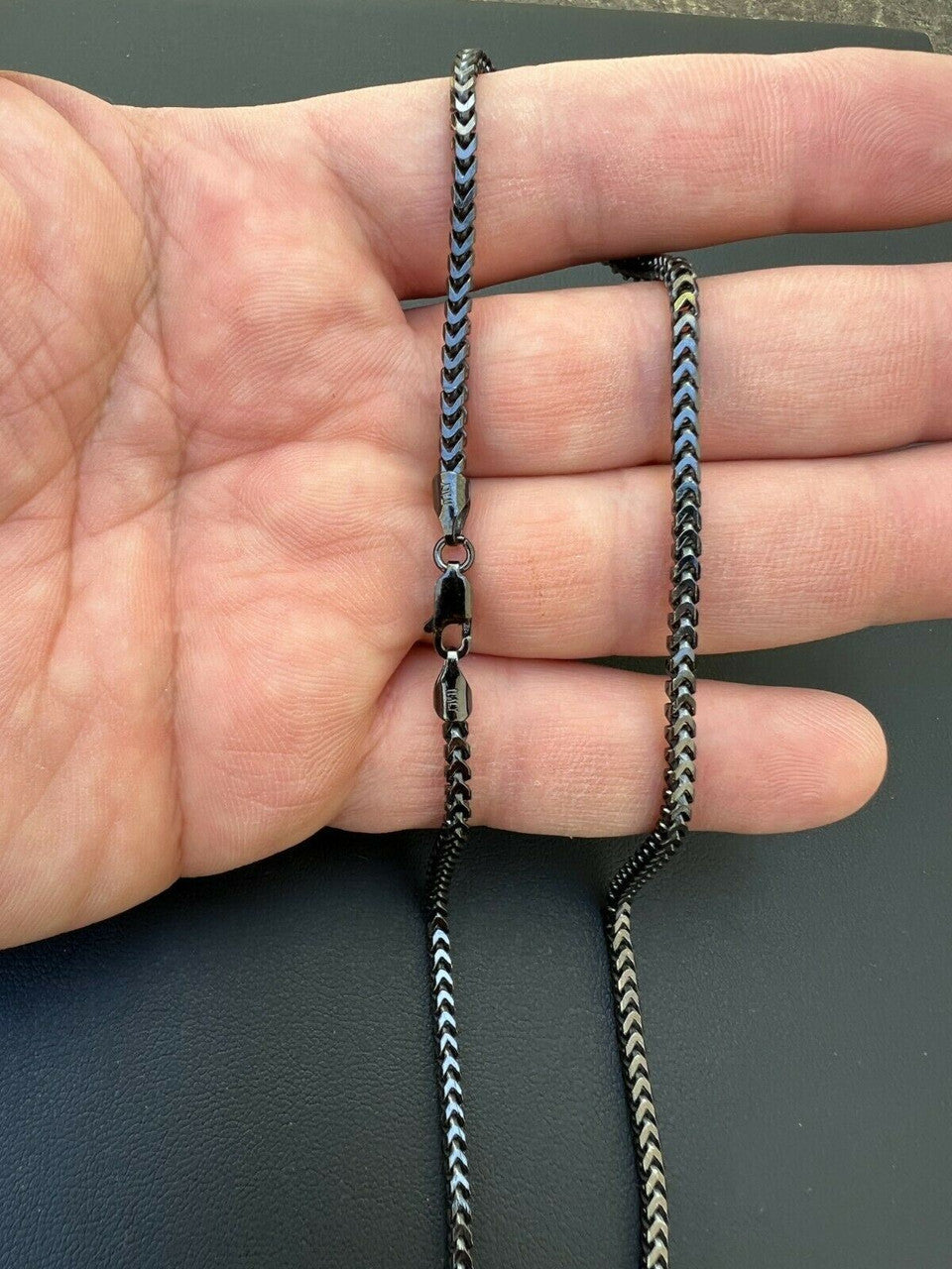 Franco Chain Necklace - Black Rhodium Over 925 Sterling Silver - 16"-30" - 2.5mm