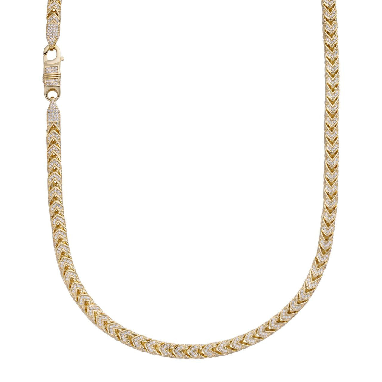 Franco Chain Iced Out CZ Stones - 14k Gold Vermeil 925 Silver - 6mm - 16-30"