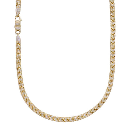 Franco Chain Iced Out CZ Stones - 14k Gold Vermeil 925 Silver - 6mm - 16-30"