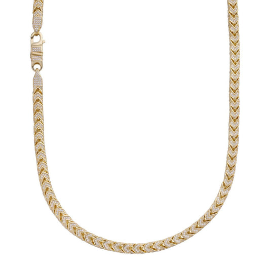 Franco Chain Iced Out CZ Stones - 14k Gold Vermeil 925 Silver - 6mm - 16-30"