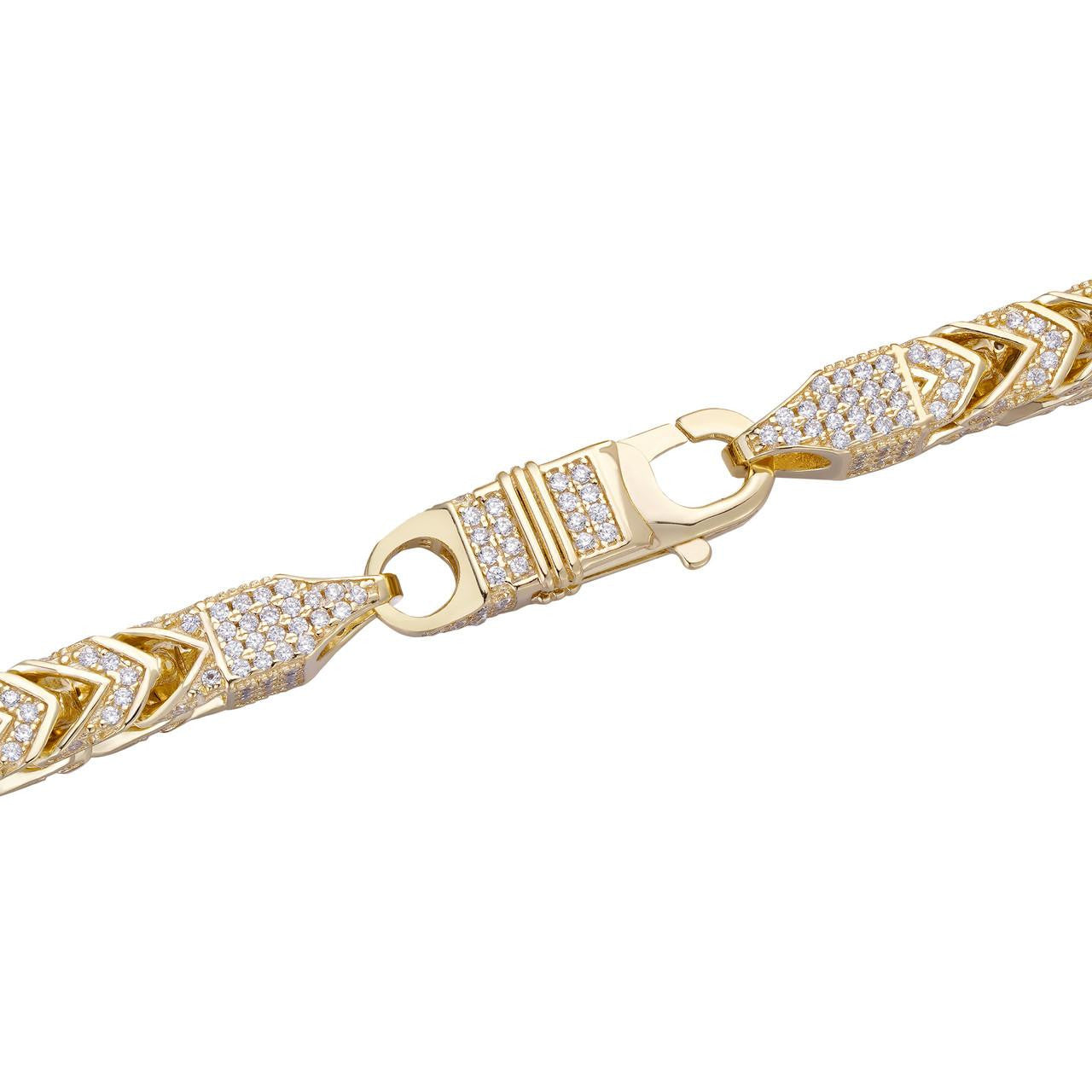 Franco Chain Iced Out CZ Stones - 14k Gold Vermeil 925 Silver - 6mm - 16-30"