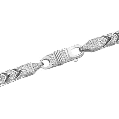 Franco Chain Iced Out CZ Stones - 925 Silver - 6mm - 16-30"