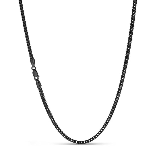 Franco Chain Necklace - Black Rhodium Over 925 Sterling Silver - 16"-30" - 2.5mm