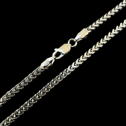Franco Chain Necklace - Black Rhodium Over 925 Sterling Silver - 16"-30" - 2.5mm