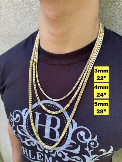 Franco Link Chain Necklace - 14k Gold Vermeil 925 Sterling Silver - 16"-30" - 2mm-5mm