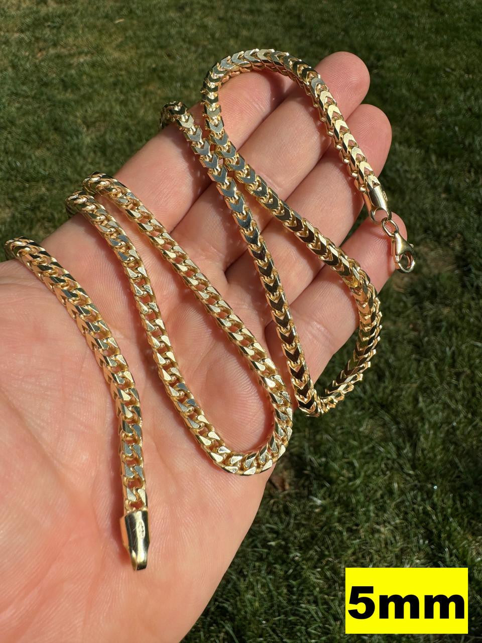 Franco Link Chain Necklace - 14k Gold Vermeil 925 Sterling Silver - 16"-30" - 2mm-5mm