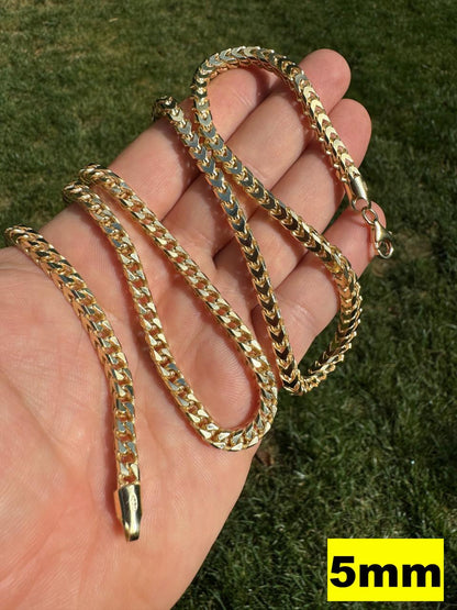 Franco Link Chain Necklace - 14k Gold Vermeil 925 Sterling Silver - 16"-30" - 2mm-5mm
