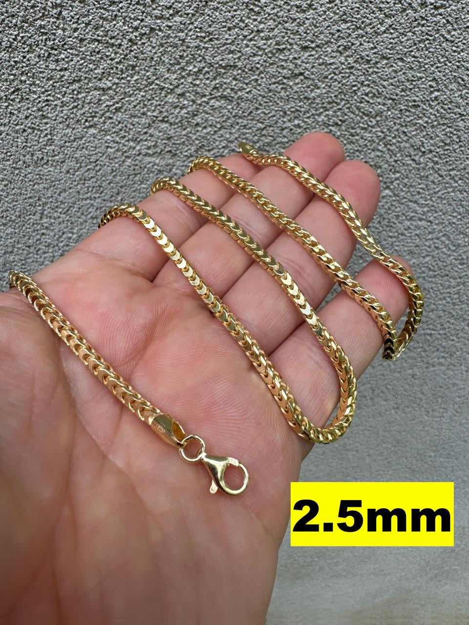 Franco Link Chain Necklace - 14k Gold Vermeil 925 Sterling Silver - 16"-30" - 2mm-5mm