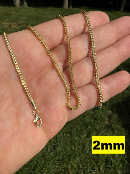 Franco Link Chain Necklace - 14k Gold Vermeil 925 Sterling Silver - 16"-30" - 2mm-5mm