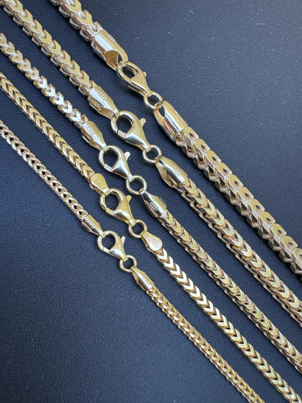 Franco Link Chain Necklace - 14k Gold Vermeil 925 Sterling Silver - 16"-30" - 2mm-5mm
