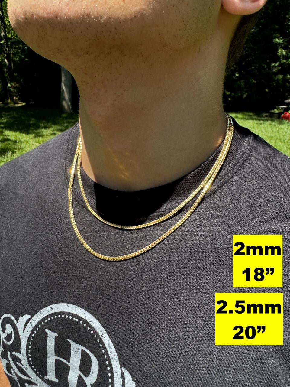 Franco Link Chain Necklace - 14k Gold Vermeil 925 Sterling Silver - 16"-30" - 2mm-5mm