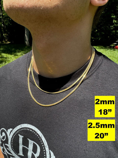 Franco Link Chain Necklace - 14k Gold Vermeil 925 Sterling Silver - 16"-30" - 2mm-5mm