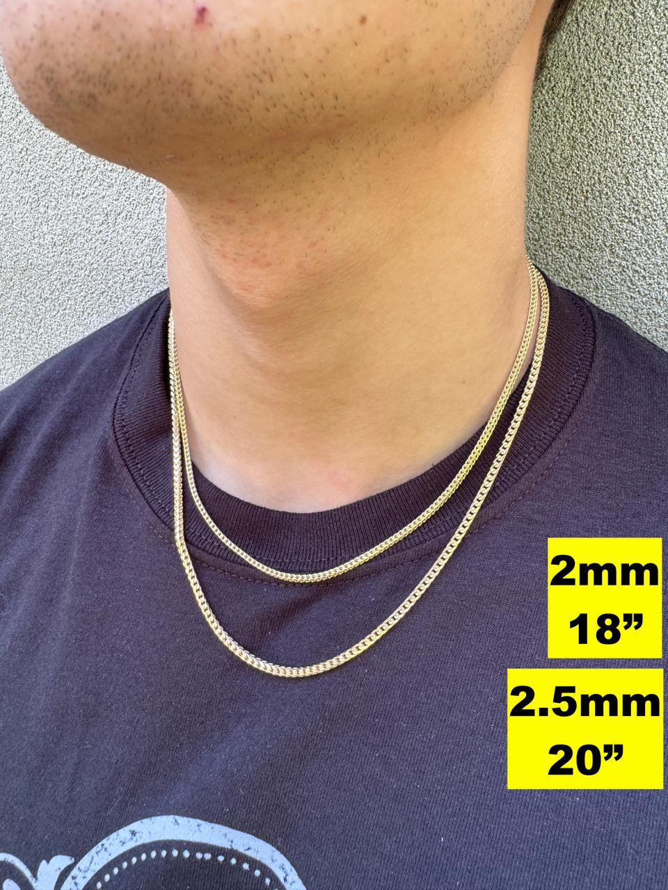 Franco Link Chain Necklace - 14k Gold Vermeil 925 Sterling Silver - 16"-30" - 2mm-5mm