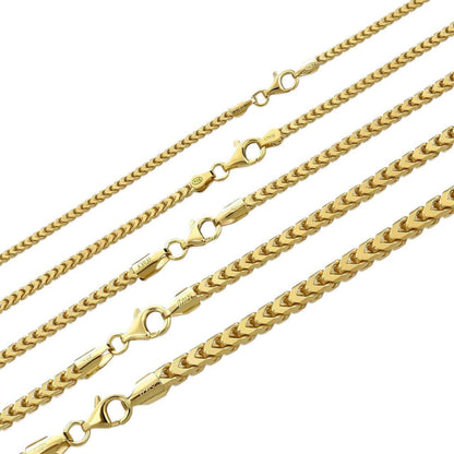 Franco Link Chain Necklace - 14k Gold Vermeil 925 Sterling Silver - 16"-30" - 2mm-5mm
