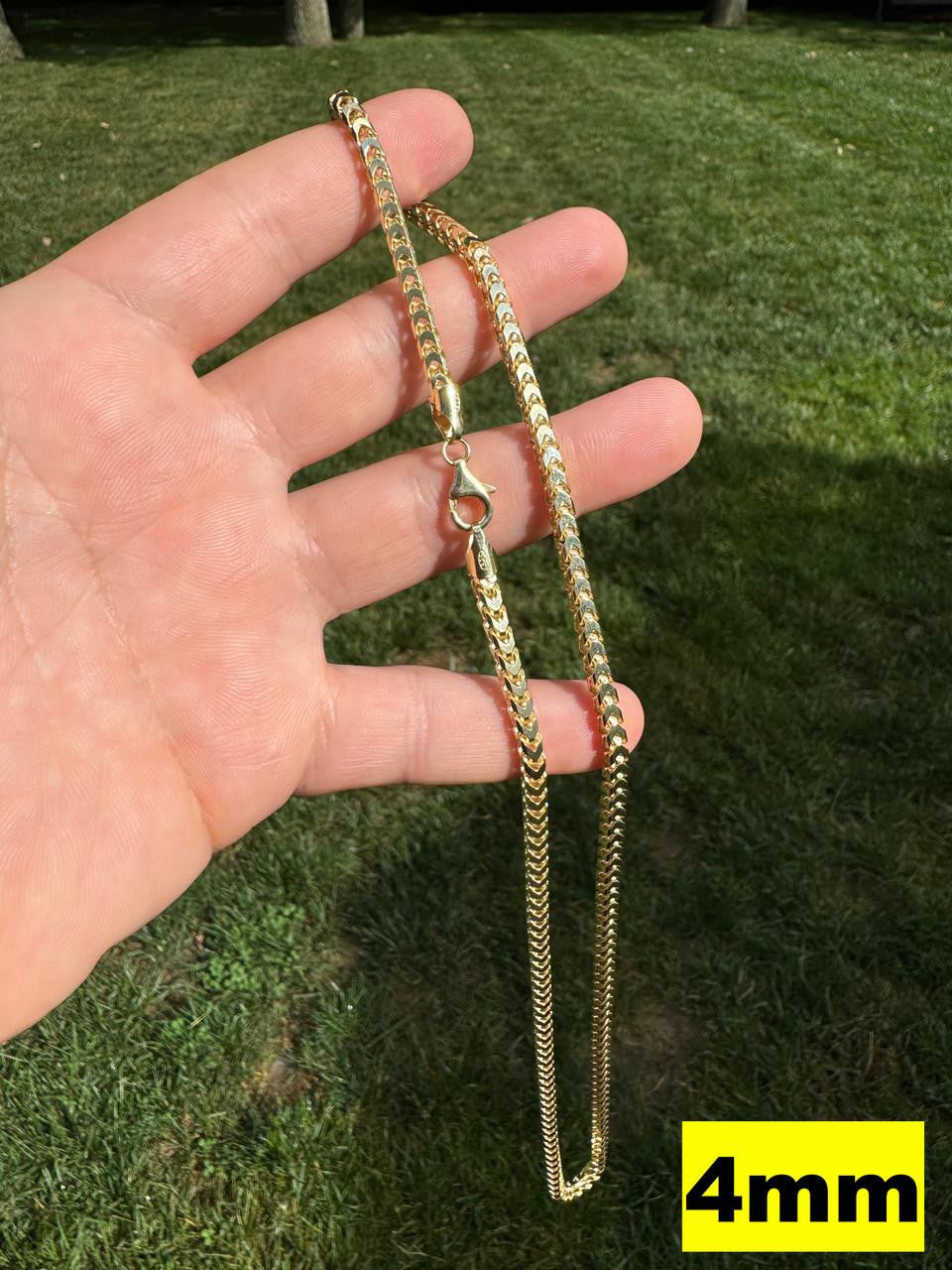 Franco Link Chain Necklace - 14k Gold Vermeil 925 Sterling Silver - 16"-30" - 2mm-5mm